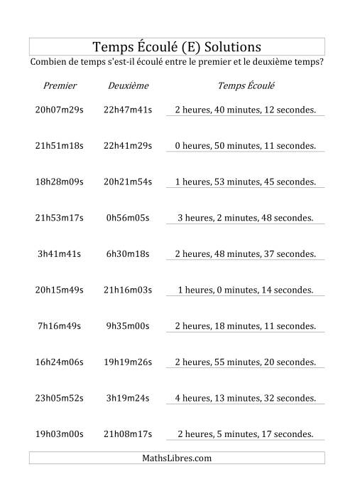 Temps écoulé jusqu'à 5 heures, intervalles de 1 minute/seconde (E) page 2