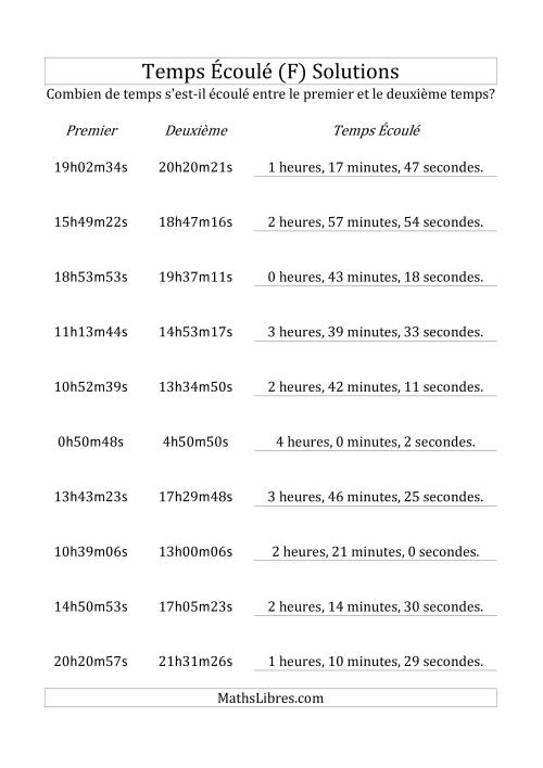 Temps écoulé jusqu'à 5 heures, intervalles de 1 minute/seconde (F) page 2
