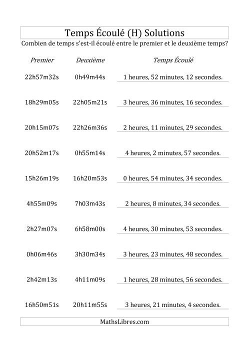 Temps écoulé jusqu'à 5 heures, intervalles de 1 minute/seconde (H) page 2