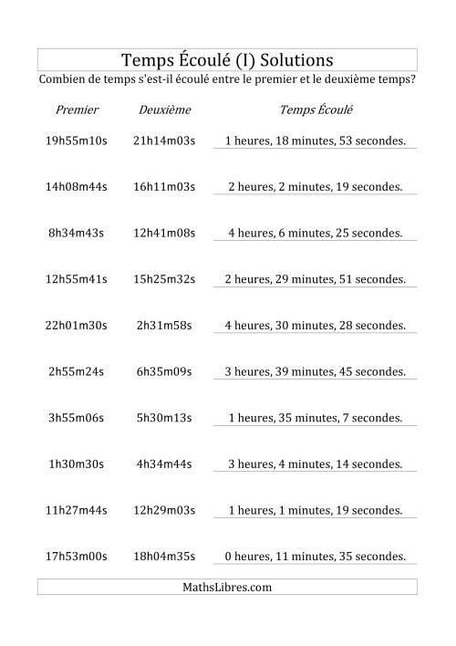 Temps écoulé jusqu'à 5 heures, intervalles de 1 minute/seconde (I) page 2
