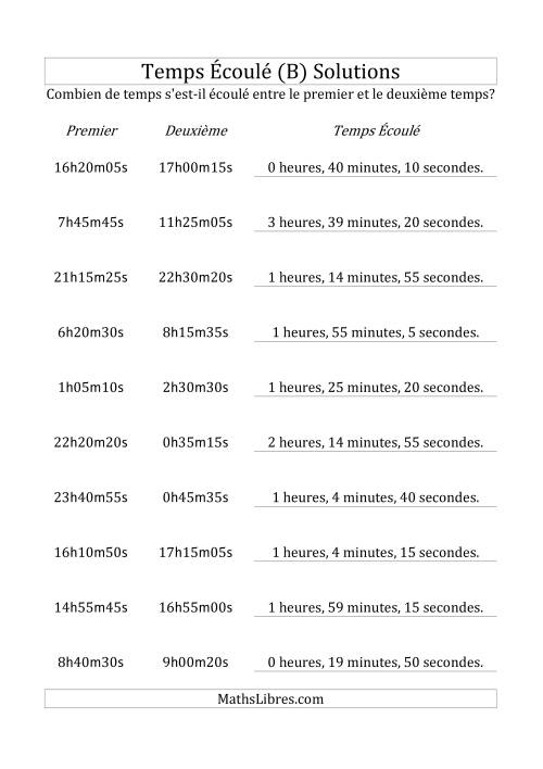 Temps écoulé jusqu'à 5 heures, intervalles de 5 minutes/secondes (B) page 2