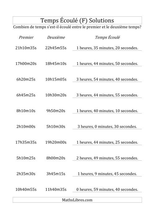 Temps écoulé jusqu'à 5 heures, intervalles de 5 minutes/secondes (F) page 2