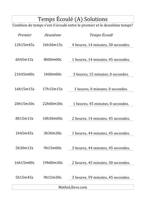 Temps écoulé jusqu'à 5 heures, intervalles de 15 minutes/secondes (A) page 2