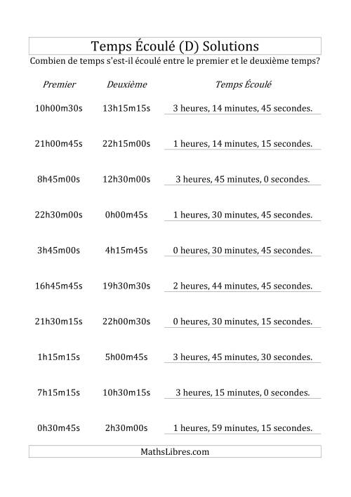 Temps écoulé jusqu'à 5 heures, intervalles de 15 minutes/secondes (D) page 2