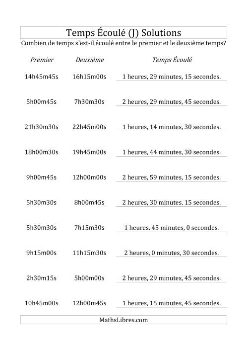 Temps écoulé jusqu'à 5 heures, intervalles de 15 minutes/secondes (J) page 2
