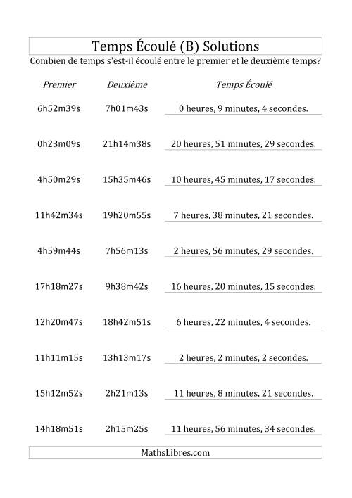 Temps écoulé jusqu'à 24 heures, intervalles de 1 minute/seconde (B) page 2