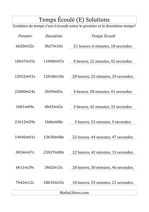 Temps écoulé jusqu'à 24 heures, intervalles de 1 minute/seconde (E) page 2