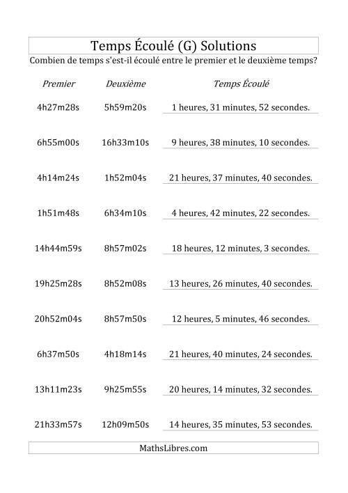 Temps écoulé jusqu'à 24 heures, intervalles de 1 minute/seconde (G) page 2