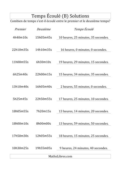 Temps écoulé jusqu'à 24 heures, intervalles de 5 minutes/secondes (B) page 2