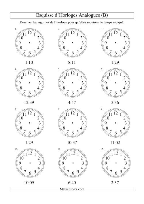 Esquisse d'horloge analogue (intervalles 1 minute) (B)