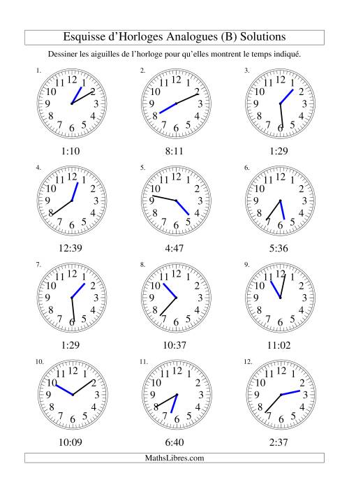 Esquisse d'horloge analogue (intervalles 1 minute) (B) page 2