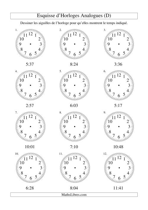 Esquisse d'horloge analogue (intervalles 1 minute) (D)