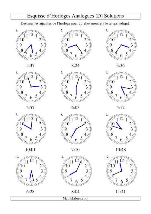 Esquisse d'horloge analogue (intervalles 1 minute) (D) page 2