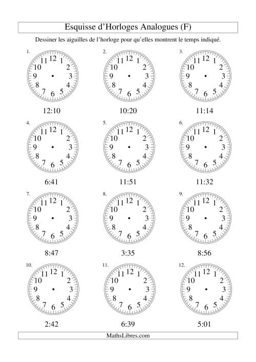 Esquisse d'horloge analogue (intervalles 1 minute) (F)