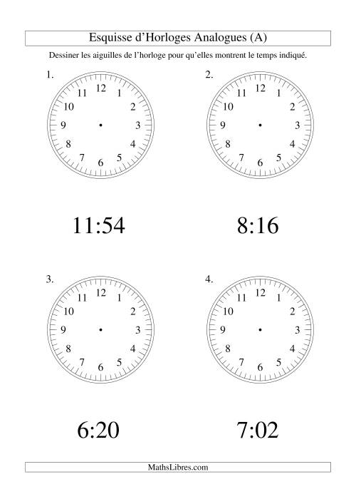 Esquisse d'horloge analogue (intervalles 1 minute) (Gros Caractères)