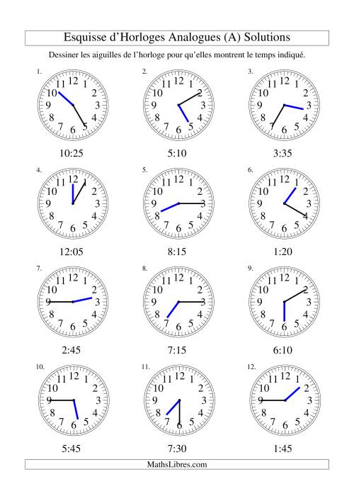 Esquisse d'horloge analogue (intervalles 5 minutes) (A) page 2