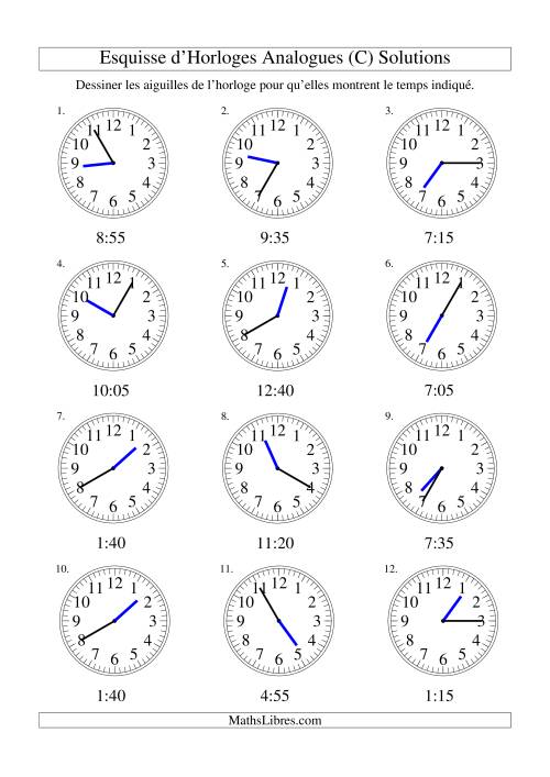 Esquisse d'horloge analogue (intervalles 5 minutes) (C) page 2
