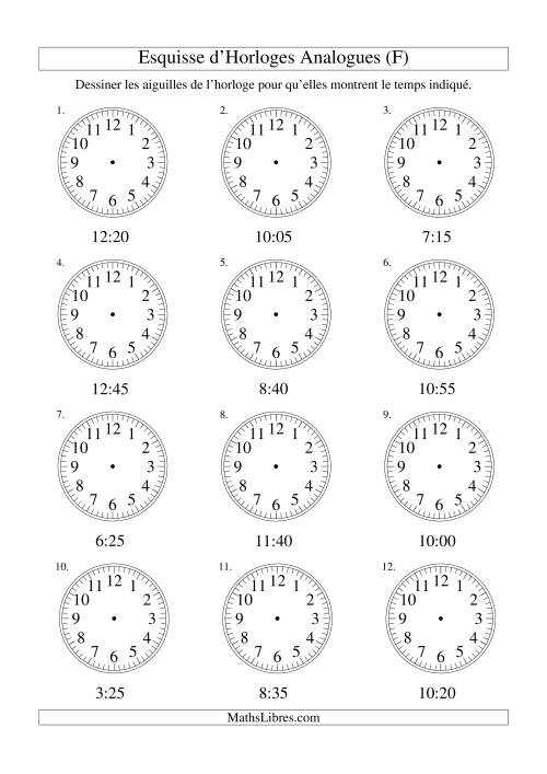 Esquisse d'horloge analogue (intervalles 5 minutes) (F)