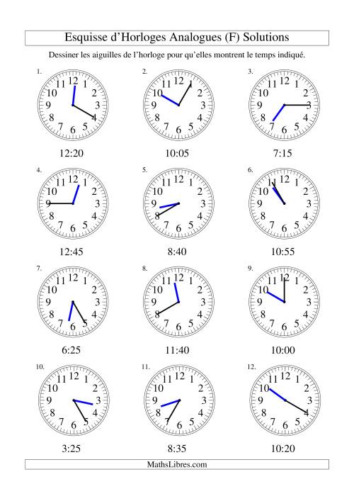 Esquisse d'horloge analogue (intervalles 5 minutes) (F) page 2