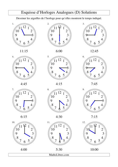 Esquisse d'horloge analogue (intervalles 15 minutes) (D) page 2