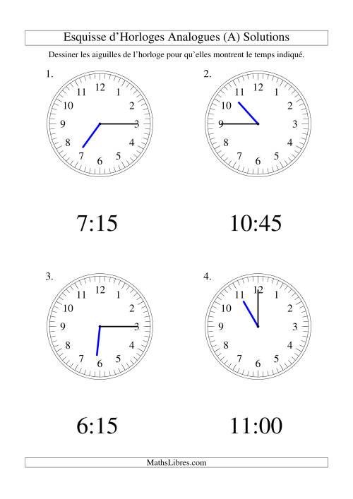 Esquisse d'horloge analogue (intervalles 15 minutes) (Gros Caractères) page 2