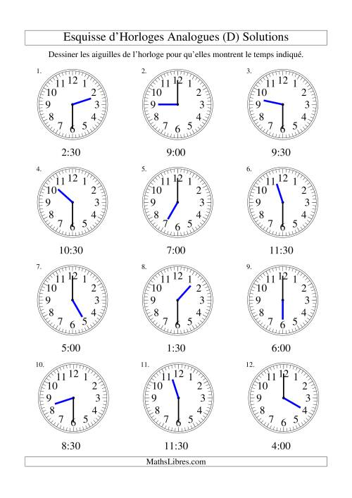 Esquisse d'horloge analogue (intervalles 30 minutes) (D) page 2