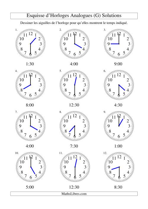 Esquisse d'horloge analogue (intervalles 30 minutes) (G) page 2