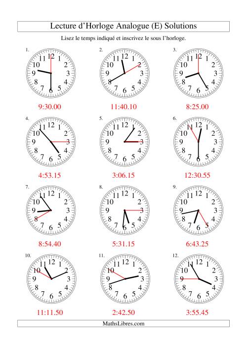 Lecture d'horloge analogue (intervalles 5 secondes) (E) page 2