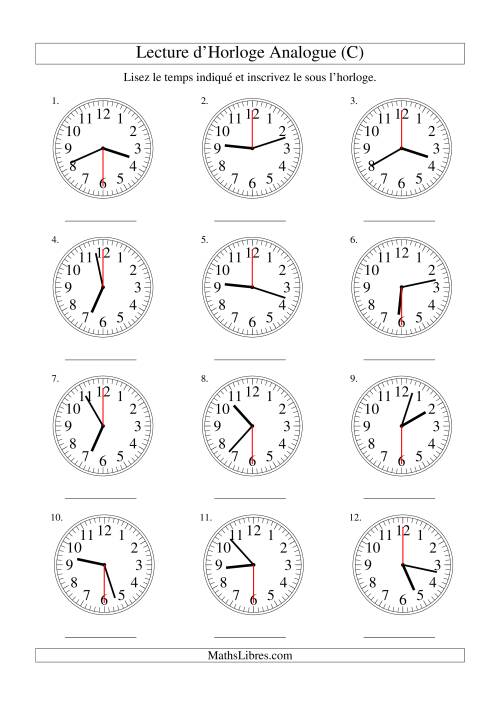 Lecture d'horloge analogue (intervalles 30 secondes) (C)