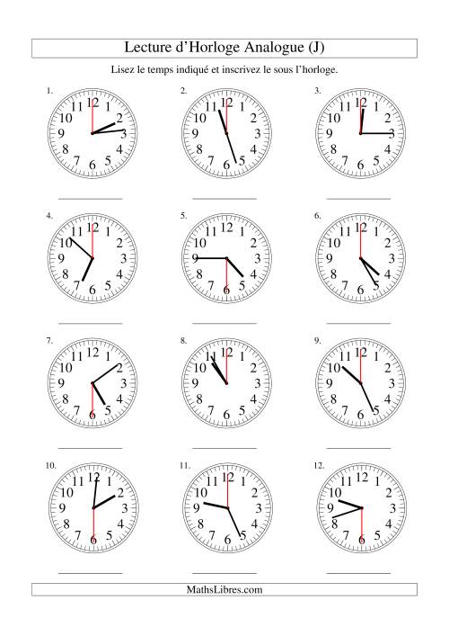 Lecture d'horloge analogue (intervalles 30 secondes) (J)