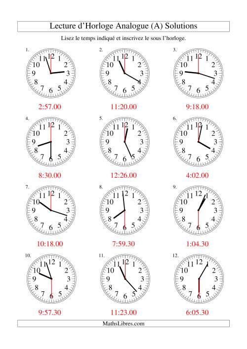 Lecture d'horloge analogue (intervalles 30 secondes) (Tout) page 2
