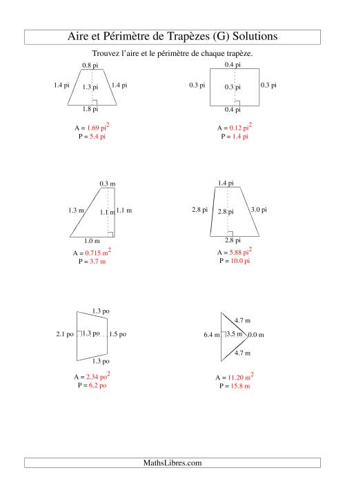 Aire et périmètre de trapèzes (jusqu'à 1 décimale; variation 1-5) (G) page 2