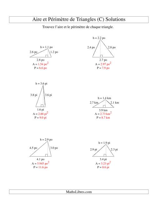 Aire et périmètre de triangles (jusqu'à 1 décimale; variation 1-5) (C) page 2