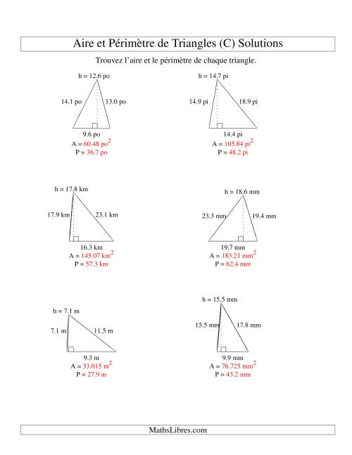 Aire et périmètre de triangles (jusqu'à 1 décimale; variation 5-20) (C) page 2