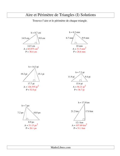 Aire et périmètre de triangles (jusqu'à 1 décimale; variation 5-20) (I) page 2