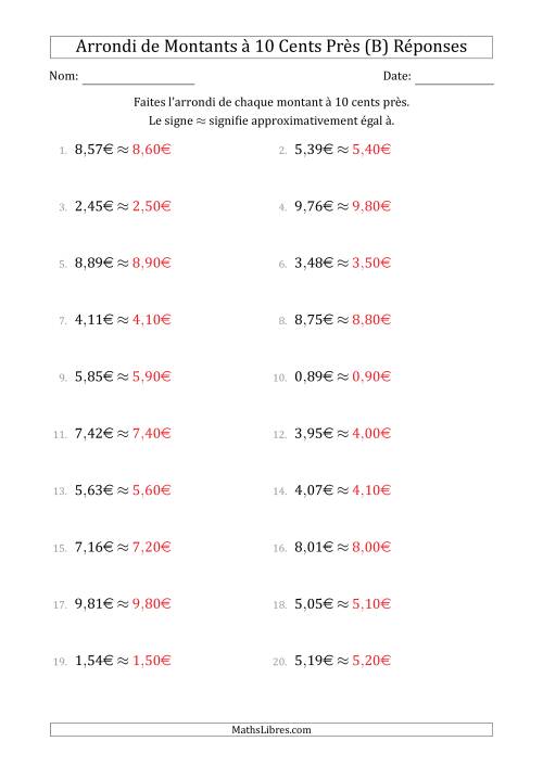 Arrondi de Montants à Euro Près 10 cents (B) page 2