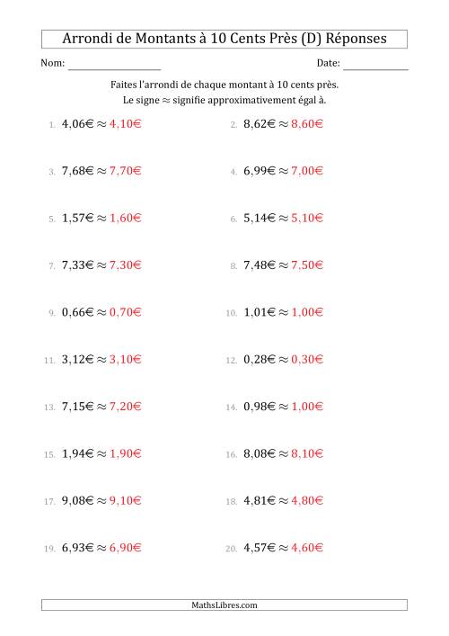 Arrondi de Montants à Euro Près 10 cents (D) page 2