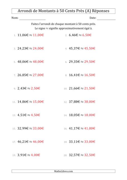 Arrondi de Montants à Euro Près 50 cents (A) page 2