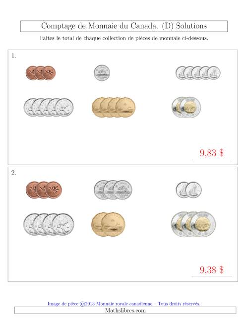 Comptage de Monnaie du Canada - Petites Collections ($) (D) page 2