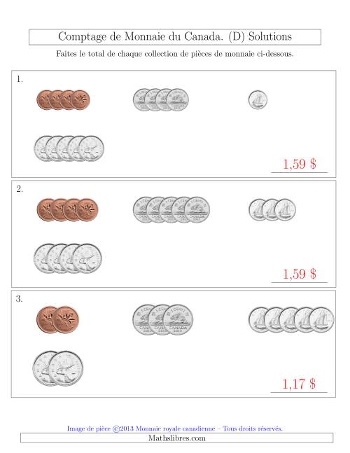 Comptage de Monnaie du Canada - Sans pièces de 1 et 2 dollars - Petites collections ($) (D) page 2