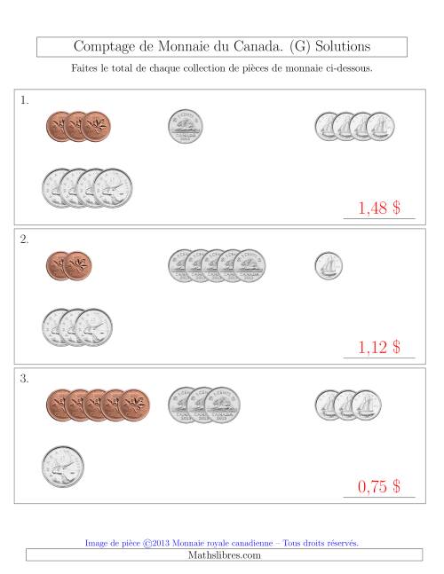 Comptage de Monnaie du Canada - Sans pièces de 1 et 2 dollars - Petites collections ($) (G) page 2