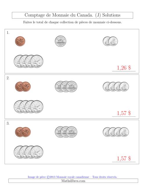 Comptage de Monnaie du Canada - Sans pièces de 1 et 2 dollars - Petites collections ($) (J) page 2