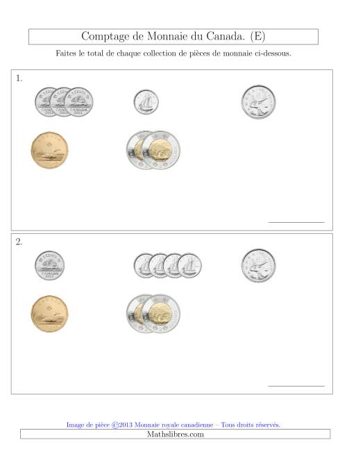 Comptage de Monnaie du Canada - Sans pièces de 1 Cent - Petites Collections ($) (E)