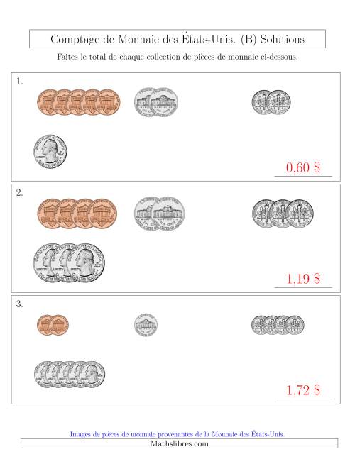 Comptage de Monnaie des  États-Unis - Petites Collections ($) (B) page 2