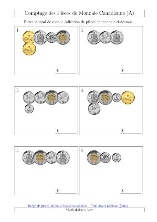 Comptage des Pièces de Monnaie Incluant 50 Cents (Petites Collections) (A)