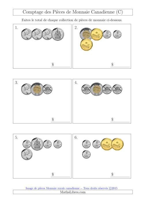 Comptage des Pièces de Monnaie Incluant 50 Cents (Petites Collections) (C)