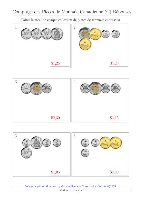 Comptage des Pièces de Monnaie Incluant 50 Cents (Petites Collections) (C) page 2