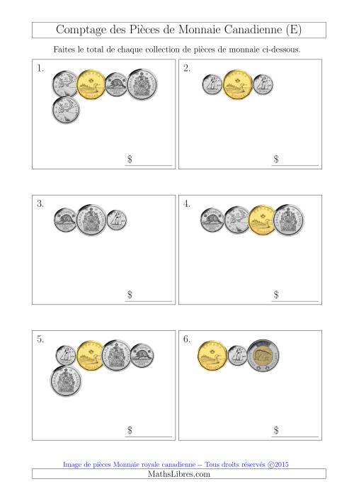 Comptage des Pièces de Monnaie Incluant 50 Cents (Petites Collections) (E)