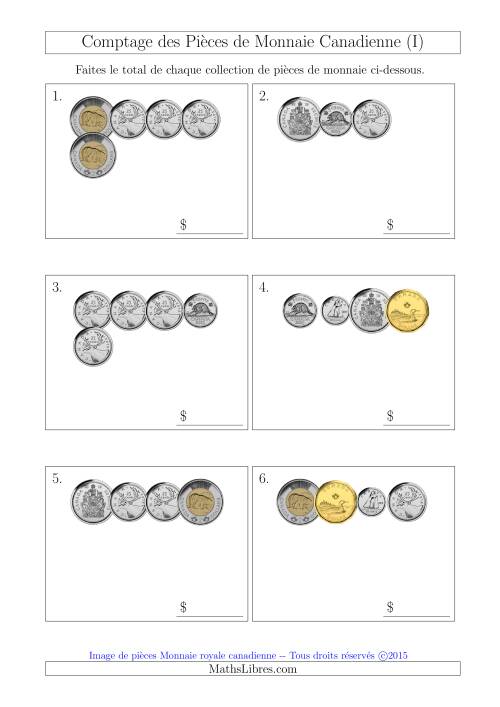 Comptage des Pièces de Monnaie Incluant 50 Cents (Petites Collections) (I)