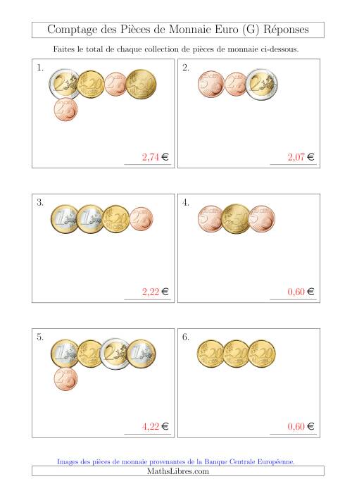 Comptage des Pièces de Monnaie Euro (Petites Collections) (G) page 2